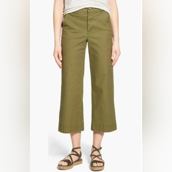 Madewell 'Langford' Wide Leg Crop Pants, Color Military Surplus Size 24 - Picture 1 of 16